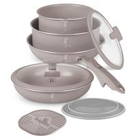 Puodų ir keptuvių rinkinys 9 dalių Berlinger Haus Taupe BH-8255