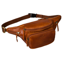 Peterson vyriška maža odinė juosmens ir per petį nešiojama rankinė (crossbody), ruda RT7