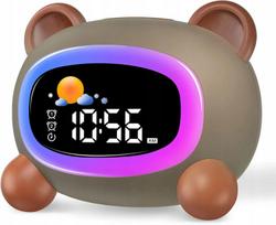 Vaikiškas LED RGB Laikrodis su Žadintuvu ir Lempa – Meškutis