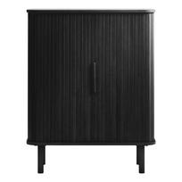 Spintelė juodos spalvos iš ąžuolo su stumdomomis durimis 113x90 cm Cavo – Unique Furniture
