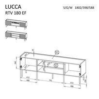 Cama LUCCA televizoriaus staliukas 180x40x59 juodas + juodas židinys