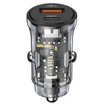 USAMS car charger 1xUSB+1xUSB-C C32 30W Fast Charge black CC164CC01 (US-CC164)