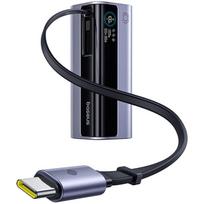 Išorinis akumuliatorius BASEUS LiPo 10000mAh 100W, su įmontuotu USB-C kabeliu, USB-A, USB-C, pilkas