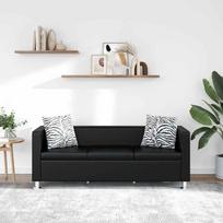 Sofa, trivietė, dirbtinė oda, juoda