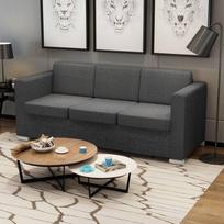 Trivietė sofa, tamsiai pilkos spalvos, audinys