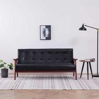 Trivietė sofa, juodos spalvos, dirbtinė oda