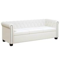 Chesterfield dvivietė ir trivietė sofos, baltos, dirbtinė oda