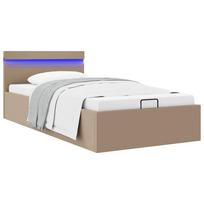 Lovos rėmas su LED/daiktadėže, rudas, 100x200cm, dirbtinė oda