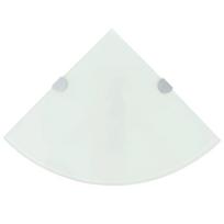 Kampinės lentynos, 2vnt., baltos, 25x25cm, stiklas