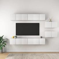 Televizoriaus spintelės, 8vnt., baltos, apdirbta mediena