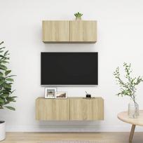 Televizoriaus spintelių komplektas, 2 dalių, ąžuolo, mediena
