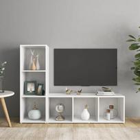 Televizoriaus spintelės, 2vnt., baltos, 107x35x37cm, MDP