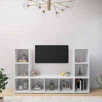 Televizoriaus spintelės, 3vnt., baltos, 107x35x37cm, MDP
