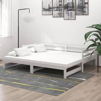 Ištraukiama lova, balta, 2x(90x200)cm, pušies medienos masyvas