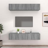 TV spintelės, 4vnt., pilkos ąžuolo, 80x30x30cm, mediena