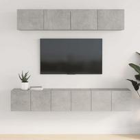 TV spintelių komplektas, 5 dalių, betono pilkas, mediena