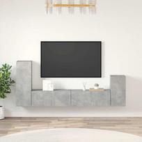 TV spintelių komplektas, 4 dalių, betono pilkas, mediena