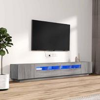 TV spintelių komplektas su LED, 3 dalių, pilkas ąžuolo, mediena