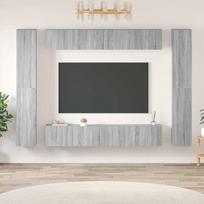 TV spintelių komplektas, 10 dalių, pilkas ąžuolo, mediena