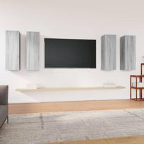 TV spintelės, 4vnt., pilkos ąžuolo, 30,5x30x90cm, mediena