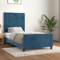 Lovos rėmas be čiužinio tamsiai mėlynas 90x200 cm aksomas