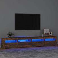 Televizoriaus spintelė su LED, dūminio ąžuolo, 240x35x40cm