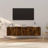 TV spintelių komplektas, 3 dalių, dūminio ąžuolo, mediena