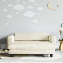 Vaikiška sofa su pakoja, kreminė, 100x50x30cm, aksomas