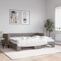 Lova su ištraukiama dalimi/čiužiniu, taupe, 80x200cm, audinys