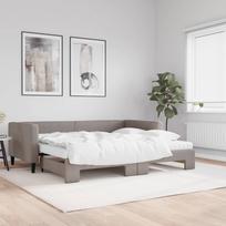 Lova su ištraukiama dalimi/čiužiniu, taupe, 90x200cm, audinys