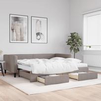Lova su ištraukiama dalimi/stalčiais, taupe, 100x200cm, audinys