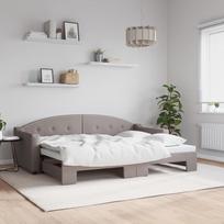 Lova su ištraukiama dalimi, taupe spalvos, 80x200cm, audinys