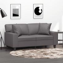 Dvivietė sofa su pagalvėlėmis, pilka, 120cm, dirbtinė oda
