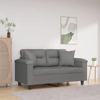 Dvivietė sofa su pagalvėmis, pilka, 120cm, mikropluošto audinys