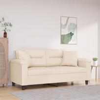 Dvivietė sofa su pagalvėmis, smėlio, 140cm, audinys