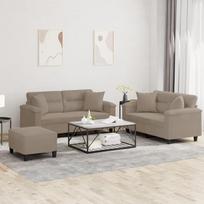 Sofos komplektas su pagalvėmis, 3 dalių, taupe, audinys