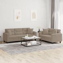 Sofos komplektas su pagalvėmis, 2 dalių, taupe, audinys