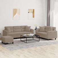 Sofos komplektas su pagalvėmis, 3 dalių, taupe, audinys