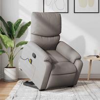 Atsistojantis atlošiamas masažinis krėslas, taupe, audinys