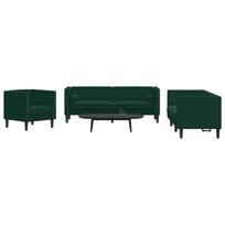 Chesterfield sofų komplektas su pagalvėlėmis, 3 dalių, žalia