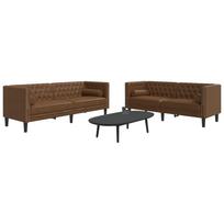 Chesterfield sofų komplektas su pagalvėlėmis, 2 dalių, rudas