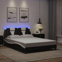 Lovos rėmas, Viana, su LED be čiužinio, juodas ir baltas, 140x200cm