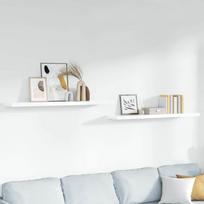Pakabinamos lentynos, 2vnt., baltos, 120x23,5x3,8cm, MDF