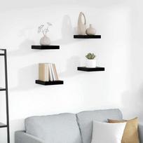 Pakabinamos lentynos, 4vnt., juodos, 23x23,5x3,8cm, MDF
