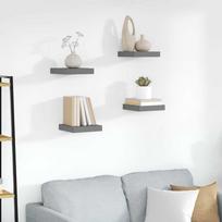 Pakabinamos lentynos, 4vnt., pilkos, 23x23,5x3,8cm, MDF