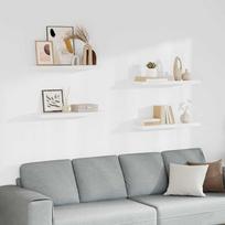 Pakabinamos lentynos, 4vnt., baltos, 80x23,5x3,8cm, MDF