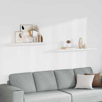 Pakabinamos lentynos, 2vnt., baltos, 120x23,5x3,8cm, MDF