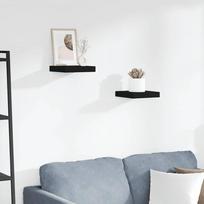 Pakabinamos lentynos, 2vnt., juodos, 23x23,5x3,8cm, MDF
