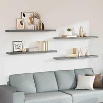 Pakabinamos lentynos, 4vnt., pilkos, 120x23,5x3,8cm, MDF