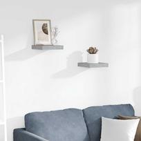 Pakabinamos lentynos, 2vnt., betono pilkos, 23x23,5x3,8cm, MDF